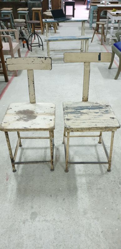 Antique iron/wood armchairs
