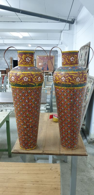 Painted Metal Vases