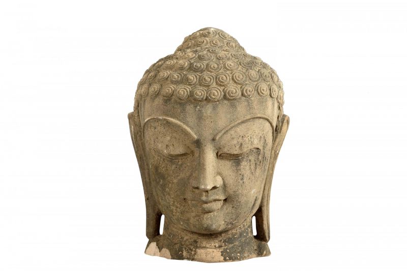 Stone buddha head b