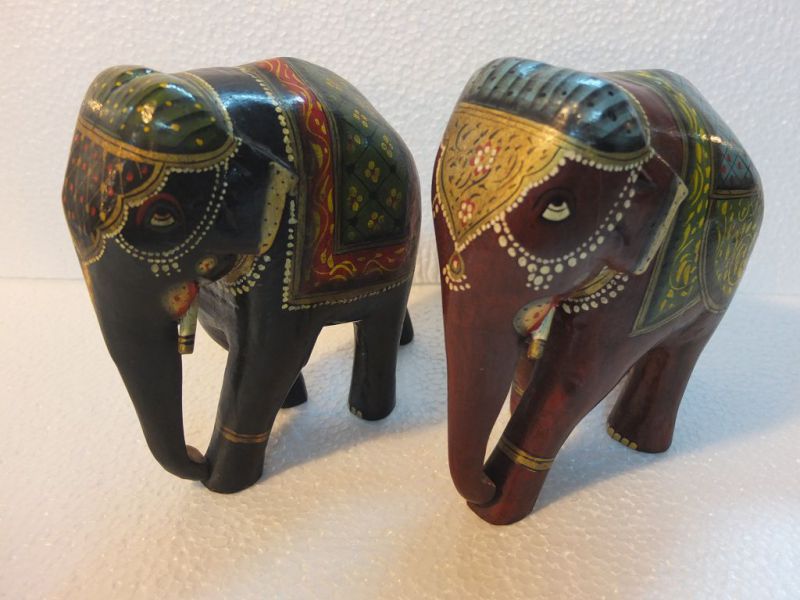 Painted Wooden Elephants