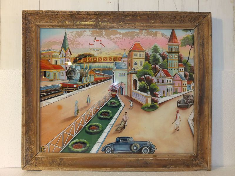 Railway Station Glass Painting